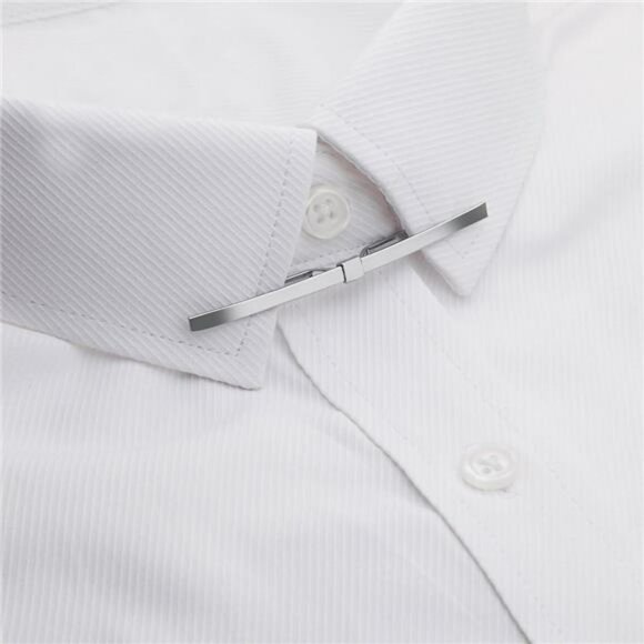 Mens Tie Collar Bar Pin Set Gold Silver Tone Shirt Clip Formal Accessory - Picture 6 of 7